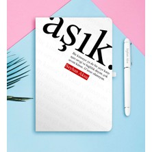 BK Gift Kişiye Özel Aşık Temalı Beyaz Defter Kalem Seti