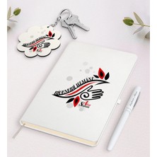 BK Gift Kişiye Özel Bioenerji Uzmanı Beyaz Defter Kalem ve Anahtarlık Hediye Seti