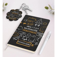 BK Gift Kişiye Özel Matematik Öğretmeni Beyaz Defter Kalem ve Anahtarlık Hediye Seti-10
