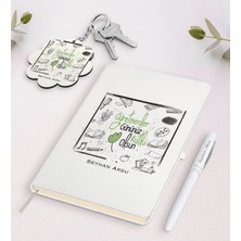 BK Gift Kişiye Özel Öğretmenler Gününüz Kutlu Olsun Beyaz Defter Kalem ve Anahtarlık Hediye Seti-8