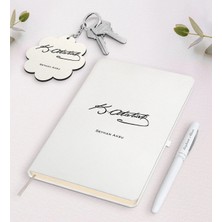 BK Gift Kişiye Özel Atatürk Temalı Beyaz Defter Kalem ve Anahtarlık Hediye Seti-6