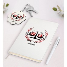 BK Gift Kişiye Özel Avukat Beyaz Defter Kalem ve Anahtarlık Hediye Seti-2