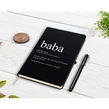BK Gift Kişiye Özel Baba Tasarımlı Siyah Defter ve Kalem Hediye Seti-1