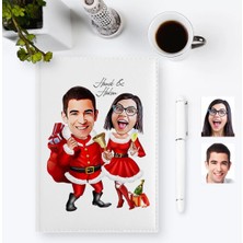 BK Gift Kişiye Özel Yılbaşı Temalı Sevgililer Karikatürlü 2023 Ajanda Kalem Seti - 3