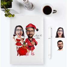 BK Gift Kişiye Özel Yılbaşı Temalı Sevgililer Karikatürlü 2023 Ajanda Kalem Seti - 5