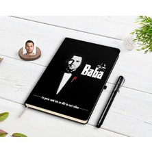 BK Gift Kişiye Özel Godfather Baba Tasarımlı Siyah Defter ve Kalem Hediye Seti-3