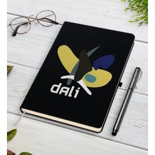 BK Gift Kişiye Özel Dali Tasarımlı Siyah Defter ve Kalem Hediye Seti