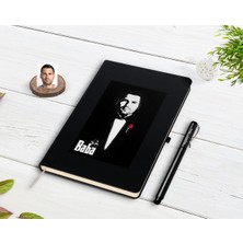 BK Gift Kişiye Özel Godfather Baba Tasarımlı Siyah Defter ve Kalem Hediye Seti-5
