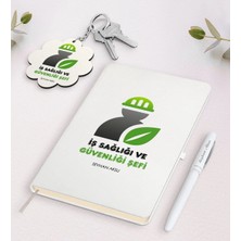 BK Gift Kişiye Özel Iş Sağlığı ve Güvenliği Şefi Beyaz Defter Kalem ve Anahtarlık Hediye Seti-1