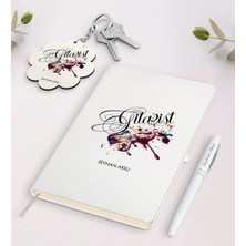 BK Gift Kişiye Özel Gitarist Beyaz Defter Kalem ve Anahtarlık Hediye Seti-2