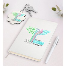 BK Gift Kişiye Özel Elektronik Mühendisi Beyaz Defter Kalem ve Anahtarlık Hediye Seti-2