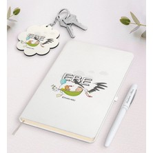 BK Gift Kişiye Özel Ebe Beyaz Defter Kalem ve Anahtarlık Hediye Seti-2