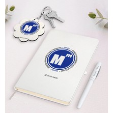 BK Gift Kişiye Özel Serbest Muhasebeci Mali Müşavir Beyaz Defter Kalem ve Anahtarlık Hediye Seti