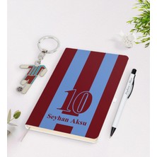 BK Gift Kişiye Özel Bordo-Mavi Tasarımlı Isimli Defter Kalem ve Formalı Metal Anahtarlık Model 1
