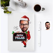 BK Gift Kişiye Özel Yılbaşı Temalı Bay Karikatürlü 2023 Ajanda Kalem Seti - 1