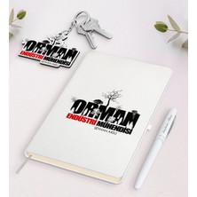 BK Gift Kişiye Özel Orman Endüstri Mühendisi Beyaz Defter Kalem ve Anahtarlık Hediye Seti