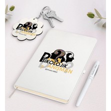 BK Gift Kişiye Özel Psikolojik Danışman Beyaz Defter Kalem ve Anahtarlık Hediye Seti