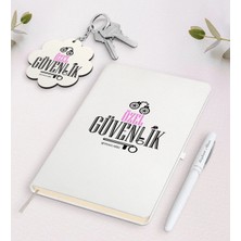 BK Gift Kişiye Özel Özel Güvenlik Beyaz Defter Kalem ve Anahtarlık Hediye Seti-2