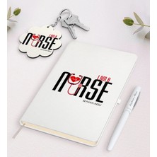 BK Gift Kişiye Özel Hemşire Beyaz Defter Kalem ve Anahtarlık Hediye Seti-1