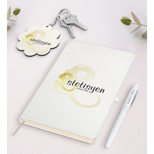 BK Gift Kişiye Özel Estetisyen Beyaz Defter Kalem ve Anahtarlık Hediye Seti-1