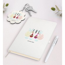 BK Gift Kişiye Özel Ebe Beyaz Defter Kalem ve Anahtarlık Hediye Seti-1