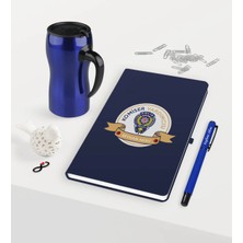 BK Gift Kişiye Özel Komiser Yardımcısı Temalı Lacivert Defter Kalem Termos Mug Seti - 1