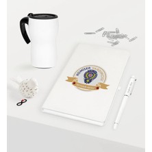 BK Gift Kişiye Özel Komiser Yardımcısı Temalı Beyaz Defter Kalem Termos Mug Seti - 1