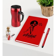 BK Gift Kişiye Özel Avukat Temalı Kırmızı Defter Kalem ve Termos Mug Seti  - 15