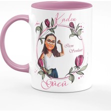 BK Gift Kişiye Özel 8 Mart Dünya Kadınlar Günü Karikatür Pembe Kupa Bardak - 61