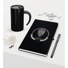 BK Gift Kişiye Özel Komiser Yardımcısı Temalı Siyah Defter Kalem Termos Mug Seti - 2