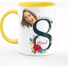 BK Gift Kişiye Özel 8 Mart Dünya Kadınlar Günü Karikatür Sarı Kupa Bardak - 52