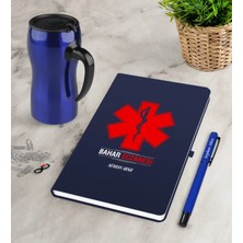 BK Gift Kişiye Özel Eczane Lacivert Defter Kalem Termos Mug Seti-3