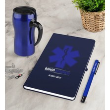 BK Gift Kişiye Özel Eczane Lacivert Defter Kalem Termos Mug Seti-2