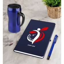 BK Gift Kişiye Özel Eczacı Lacivert Defter Kalem Termos Mug Seti-4