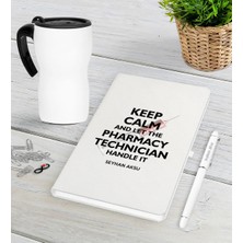 BK Gift Kişiye Özel Eczacı Teknisyeni Beyaz Defter Kalem Termos Mug Seti
