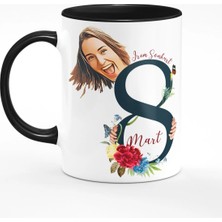 BK Gift Kişiye Özel 8 Mart Dünya Kadınlar Günü Karikatür Siyah Kupa Bardak - 60