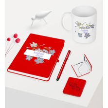 BK Gift Kadınlar Gününe Özel Kırmızı Defter Kalem Kupa Ayna Seti - 11