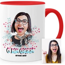 BK Gift Kişiye Özel Kadınlar Günü Temalı Karikatür Kırmızı Kupa Bardak - 6