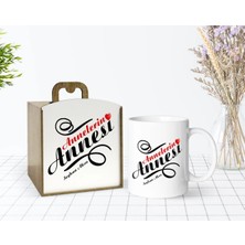 BK Gift Kişiye Özel Ahşap Kutuda Anneler Günü Temalı Annelerin Annesi Tasarımlı Beyaz Kupa Bardak-1