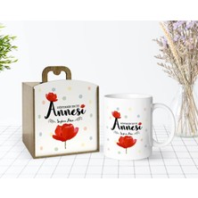 BK Gift Kişiye Özel Ahşap Kutuda Anneler Günü Temalı Dünyanın En Iyi Annesi Tasarımlı Beyaz Kupa Bardak-10