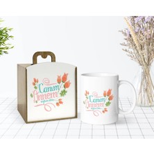 BK Gift Kişiye Özel Ahşap Kutuda Anneler Günü Temalı Canım Annem Tasarımlı Beyaz Kupa Bardak-13