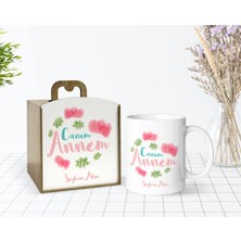 BK Gift Kişiye Özel Ahşap Kutuda Anneler Günü Temalı Canım Annem Tasarımlı Beyaz Kupa Bardak-12