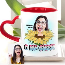 BK Gift Kişiye Özel Kadınlar Günü Temalı Karikatür Kırmızı Kalpli Kupa Bardak - 1