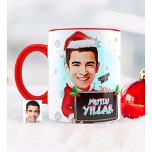 BK Gift Kişiye Özel Yılbaşı Temalı Bay Karikatürlü Kırmızı Kupa Bardak - 2