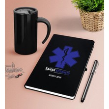 BK Gift Kişiye Özel Eczane Siyah Defter Kalem Termos Mug Seti-2