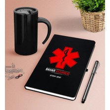 BK Gift Kişiye Özel Eczane Siyah Defter Kalem Termos Mug Seti-3