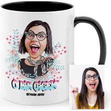 BK Gift Kişiye Özel Kadınlar Günü Temalı Karikatür Siyah Kupa Bardak - 6