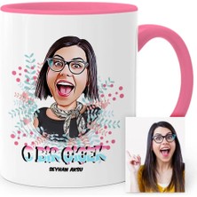 BK Gift Kişiye Özel Kadınlar Günü Temalı Karikatür Pembe Kupa Bardak - 6