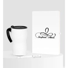 BK Gift Kişiye Özel Isimli Beyaz Defter Kalem Termos Mug Seti - 4