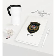 BK Gift Kişiye Özel Polis Özel Harekat Temalı Beyaz Defter Kalem Termos Mug Seti